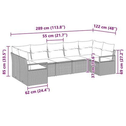 Garten-Sofa-Set 7 pcs Grau Poly Rattan