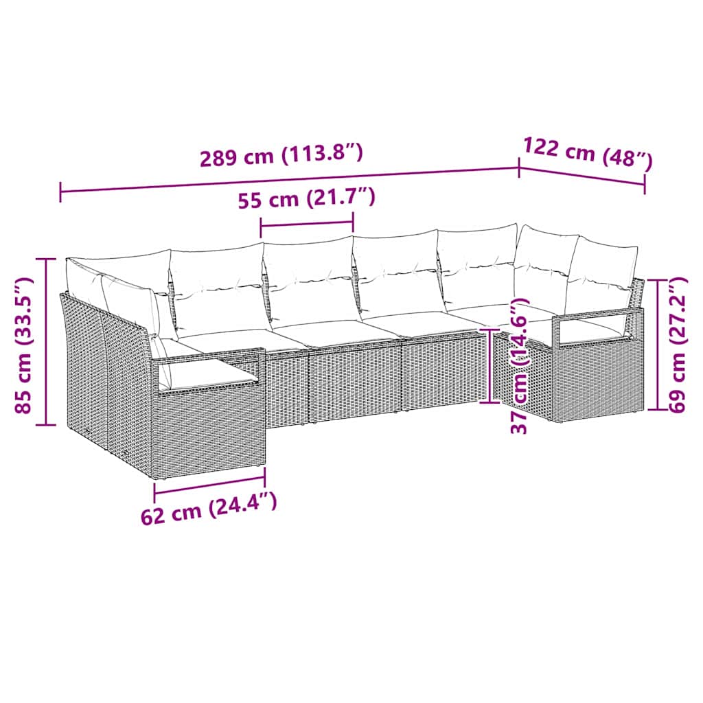 Garten-Sofa-Set 7 pcs Beige Poly Rattan