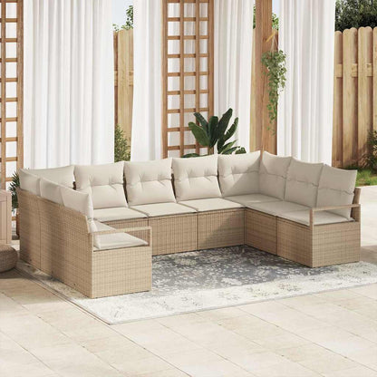 Garten-Sofa-Set 9 pcs Beige Poly Rattan