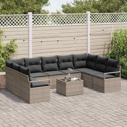 Garten-Sofa-Set 10 pcs Grau Poly Rattan
