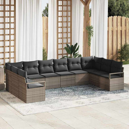 Garten-Sofa-Set 10 pcs Grau Poly Rattan