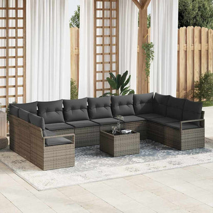Garten-Sofa-Set 11 pcs Grau Poly Rattan