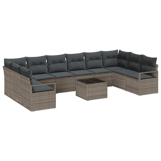 Garten-Sofa-Set 11 pcs Grau Poly Rattan
