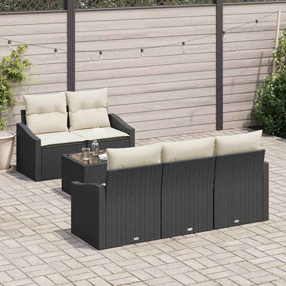 Garten-Sofa-Set 6 pcs Schwarz und Creme 55 x 55 x 37 cm