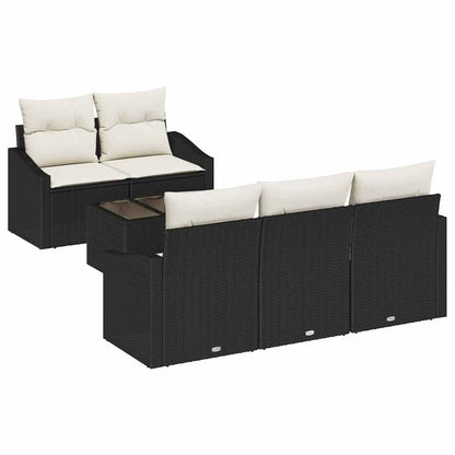 Garten-Sofa-Set 6 pcs Schwarz und Creme 55 x 55 x 37 cm