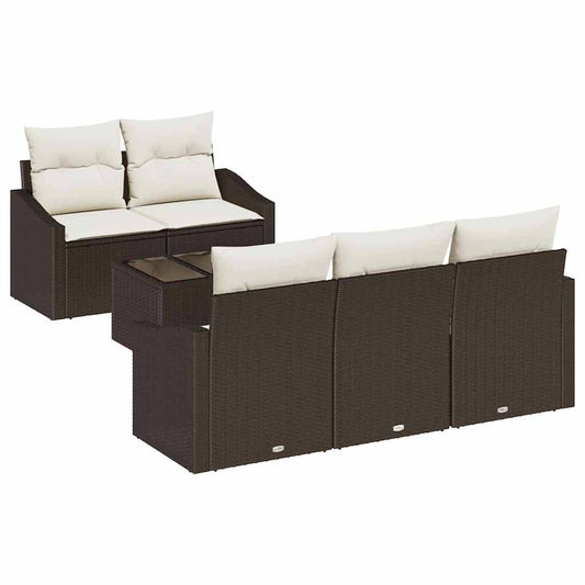 Garten-Sofa-Set mit Kissen 6 pcs Braun, Creme 55 x 55 x 37 cm