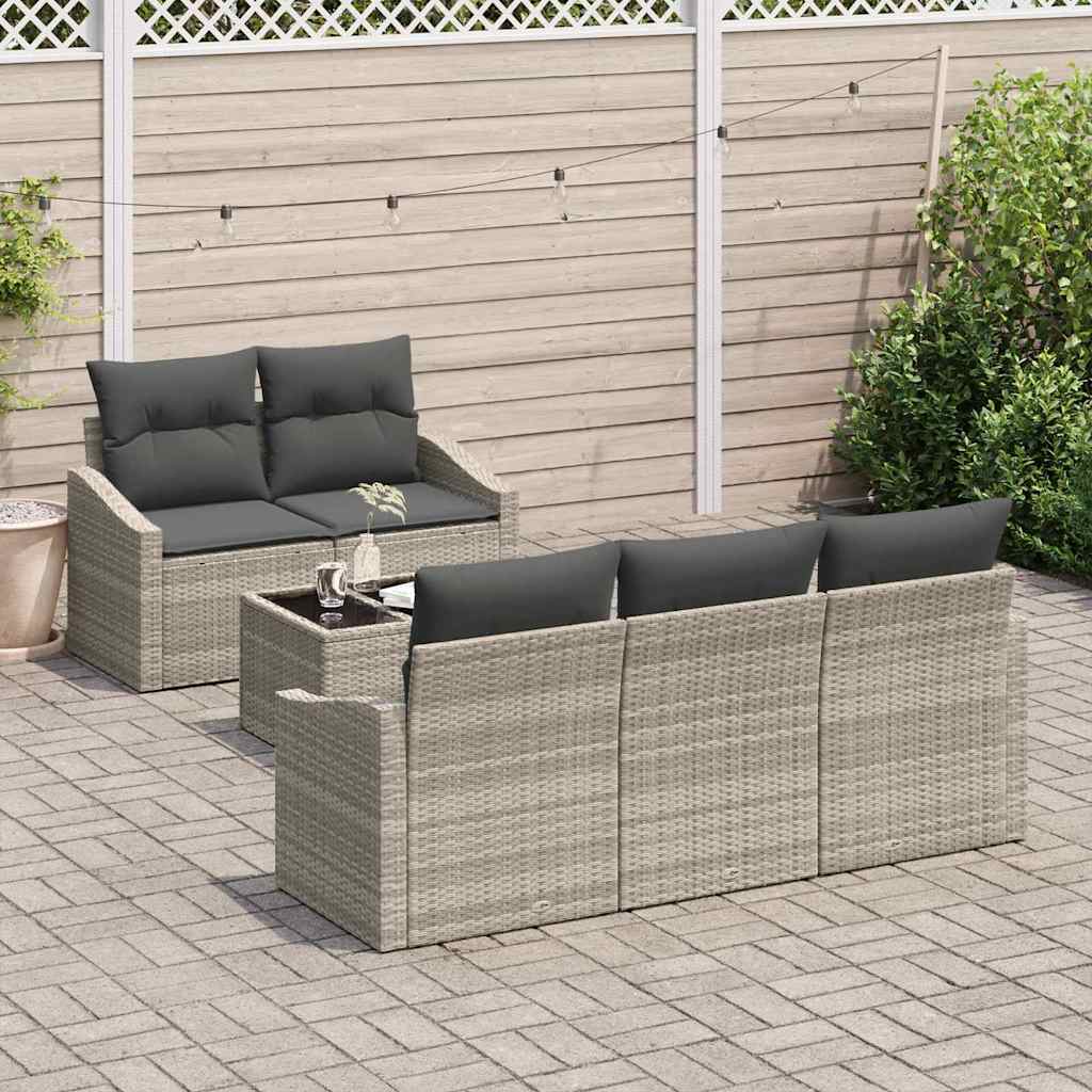 Garten-Sofa-Set mit Kissen 6 pcs Hellgrau 55 x 55 x 37 cm