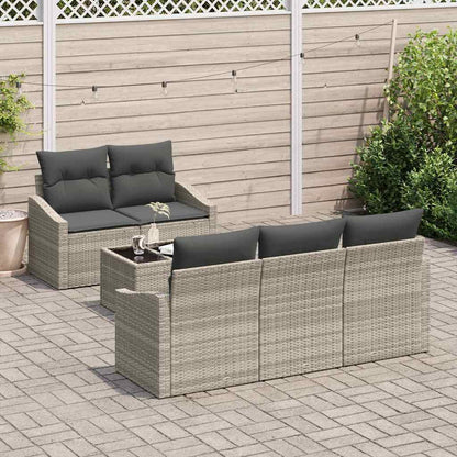 Garten-Sofa-Set mit Kissen 6 pcs Hellgrau 55 x 55 x 37 cm
