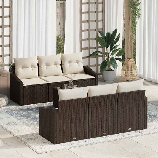 Garten-Sofa-Set mit Kissen 7 pcs Braun, Creme 55 x 55 x 37 cm