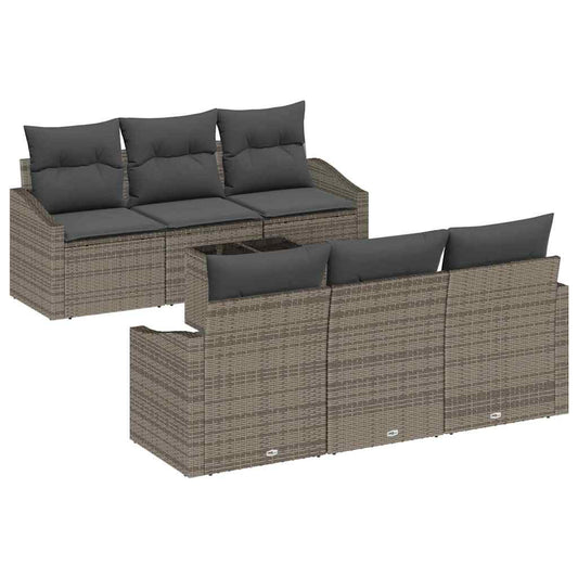 Garten-Sofa-Set mit Kissen 7 pcs Grau 55 x 55 x 37 cm