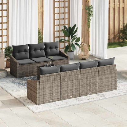 Sofa Set mit Kissen mit Kissen 8 pcs Grau Poly-Rattan