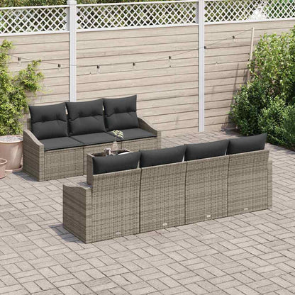 Sofa Set mit Kissen mit Kissen 8 pcs Grau Poly-Rattan