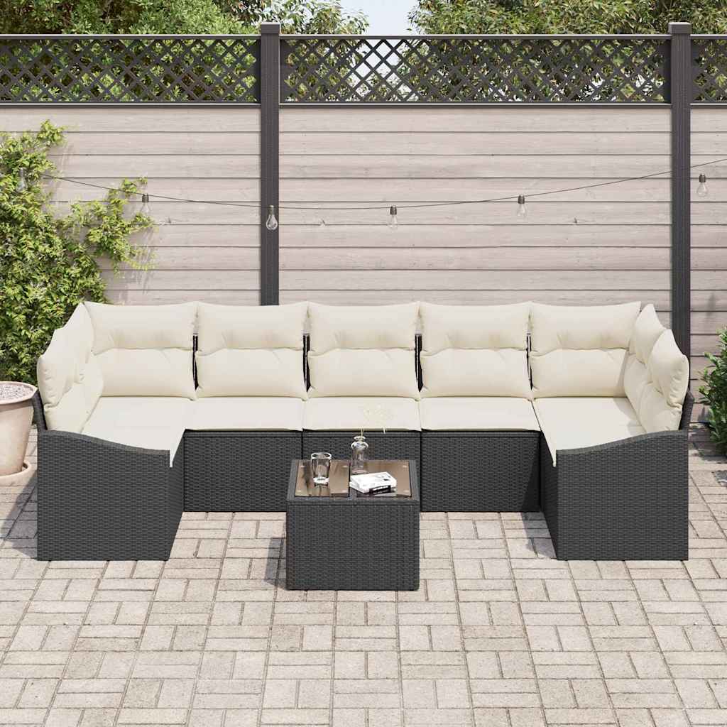 Sofa Set Schwarz und Creme 55 x 55 x 37 cm Poly-Rattan