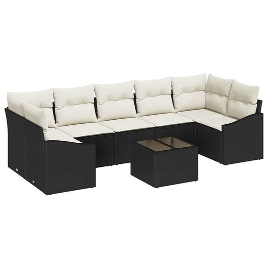 Sofa Set Schwarz und Creme 55 x 55 x 37 cm Poly-Rattan