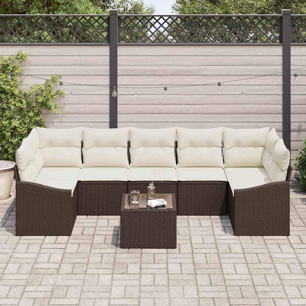 Garten-Sofa-Set mit Kissen Braun und Creme 55 x 55 x 37 cm