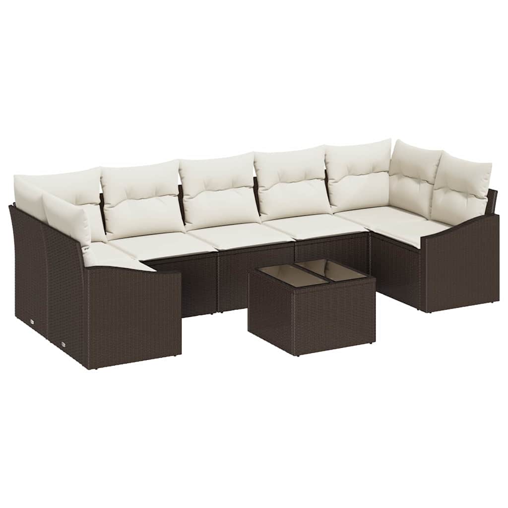 Garten-Sofa-Set mit Kissen Braun und Creme 55 x 55 x 37 cm