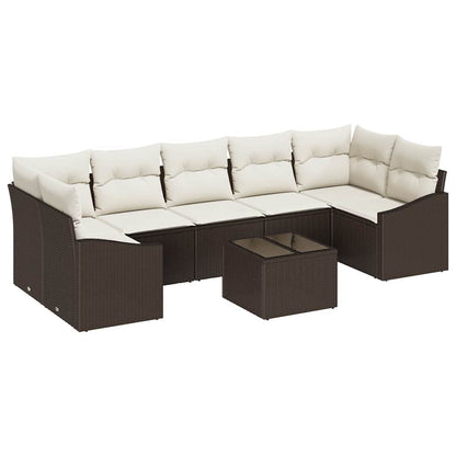 Garten-Sofa-Set mit Kissen Braun und Creme 55 x 55 x 37 cm