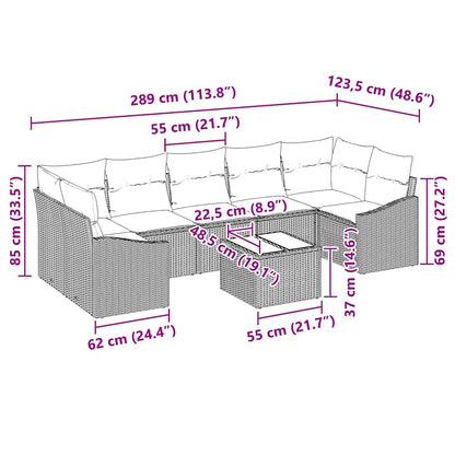Garten-Sofa-Set mit Kissen Braun und Creme 55 x 55 x 37 cm