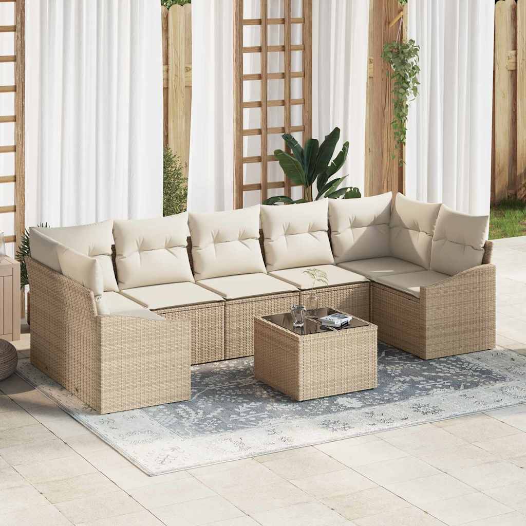 Sofa Set mit Kissen Beige und Creme 55 x 55 x 37 cm Poly-Rattan