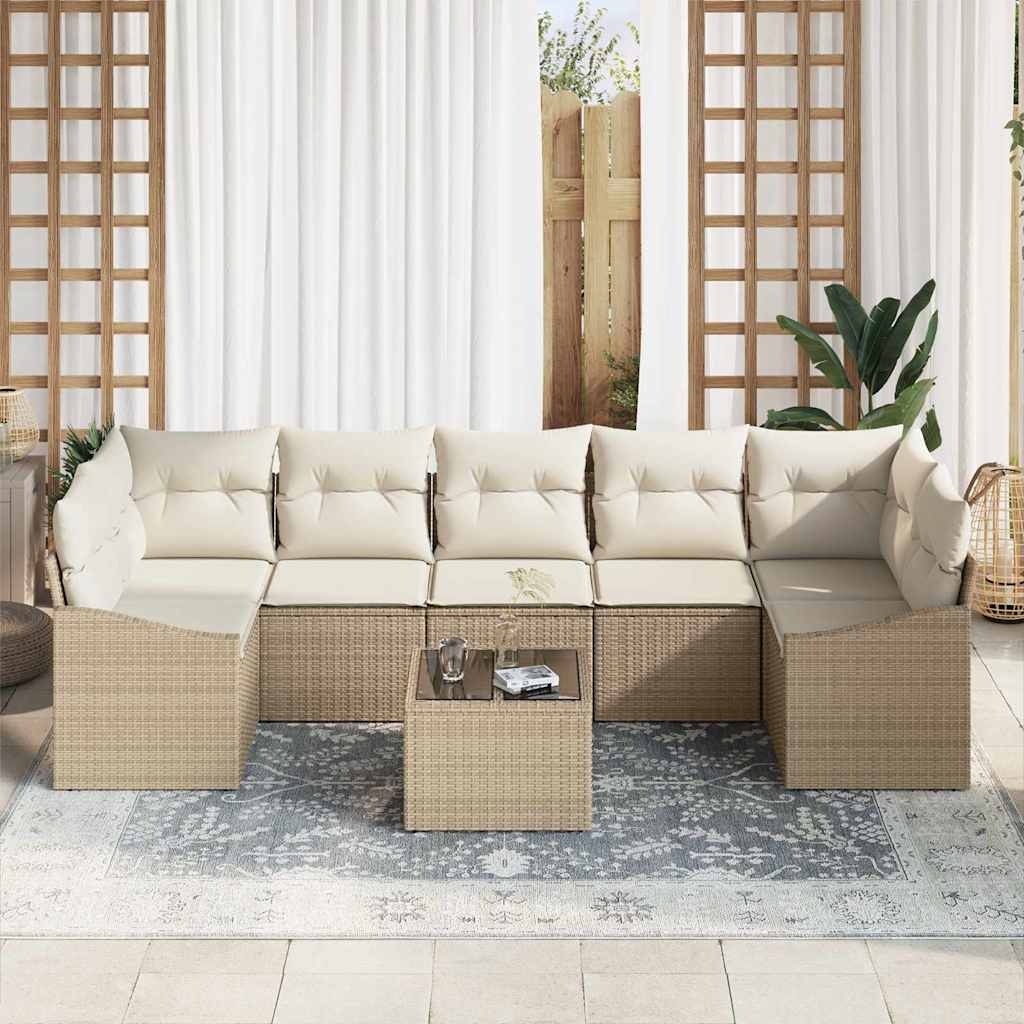 Sofa Set mit Kissen Beige und Creme 55 x 55 x 37 cm Poly-Rattan