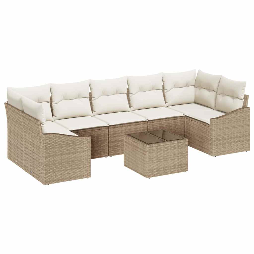 Sofa Set mit Kissen Beige und Creme 55 x 55 x 37 cm Poly-Rattan