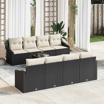 Garten-Sofa-Set 9 pcs Schwarz und Creme 55 x 55 x 37 cm