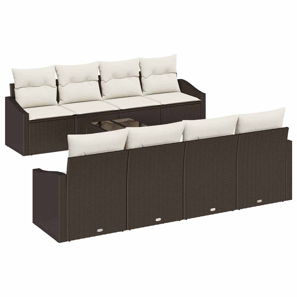 Garten-Sofa-Set 9 pcs Braun und Creme 55 x 55 x 37 cm
