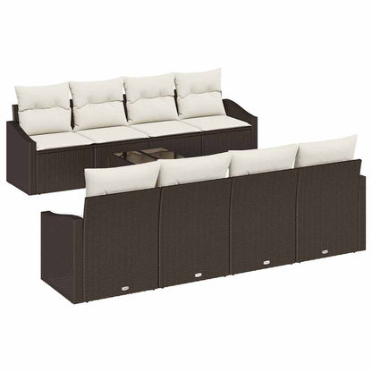 Garten-Sofa-Set 9 pcs Braun und Creme 55 x 55 x 37 cm
