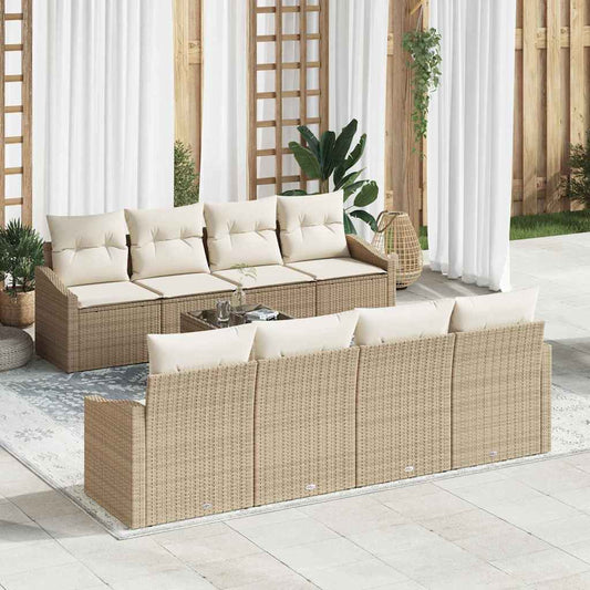 Garten-Sofa-Set 9 pcs Beige und Creme 55 x 55 x 37 cm
