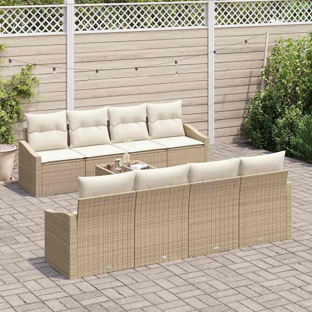 Garten-Sofa-Set 9 pcs Beige und Creme 55 x 55 x 37 cm