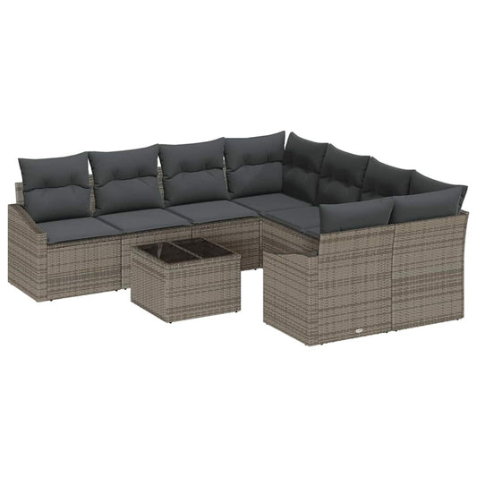 Garten-Sofa-Set mit Kissen 9 pcs Grau 55 x 55 x 37 cm