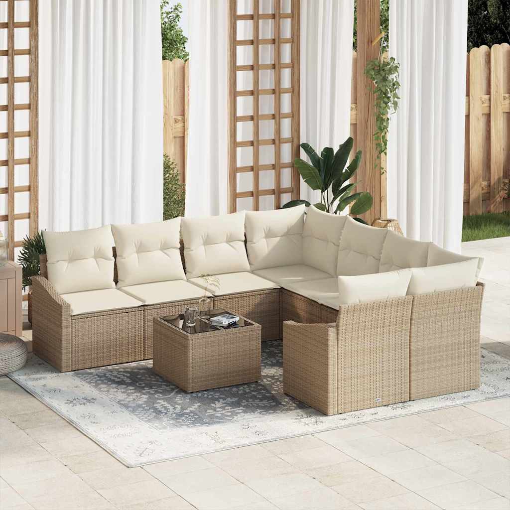 Garten-Sofa-Set 9 pcs Beige und Creme 55 x 55 x 37 cm
