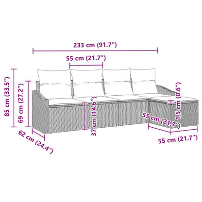 Garten-Sofa-Set 5 pcs Schwarz Poly Rattan