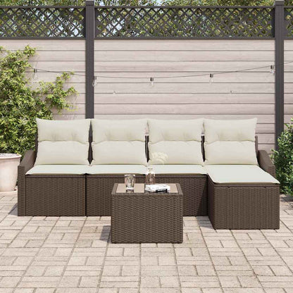 Garten-Sofa-Set 6 pcs Braun Poly Rattan