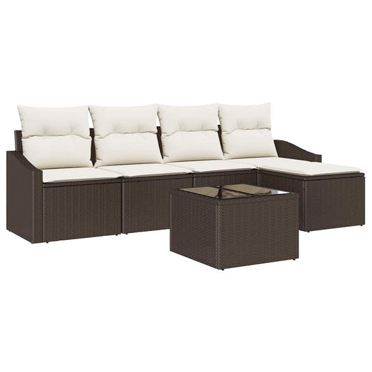 Garten-Sofa-Set 6 pcs Braun Poly Rattan