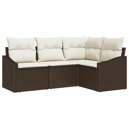 Garten-Sofa-Set 4 pcs Braun Poly Rattan