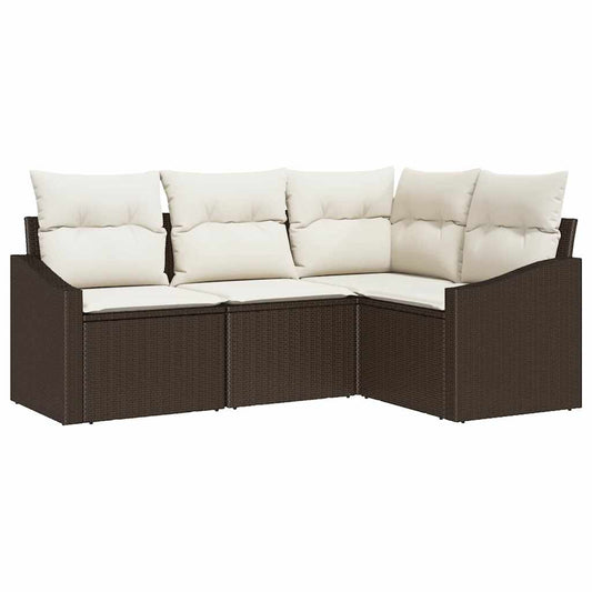 Garten-Sofa-Set 4 pcs Braun Poly Rattan