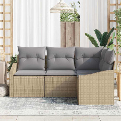 Garten-Sofa-Set 4 pcs Beige Poly Rattan