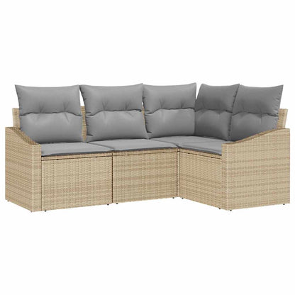Garten-Sofa-Set 4 pcs Beige Poly Rattan