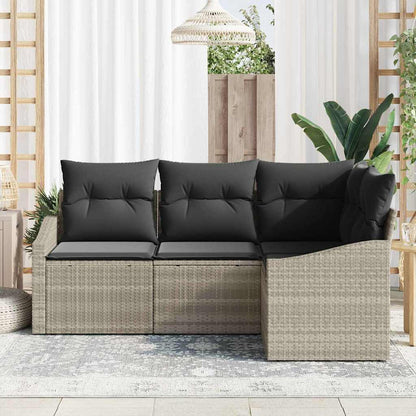 Garten-Sofa-Set 4 pcs Hellgrau Poly Rattan