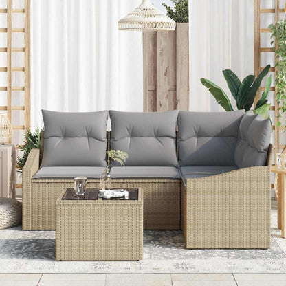 Garten-Sofa-Set 5 pcs Beige Poly Rattan