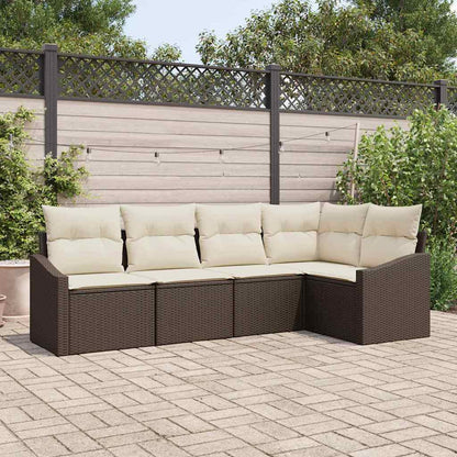 Garten-Sofa-Set 5 pcs Braun Poly Rattan