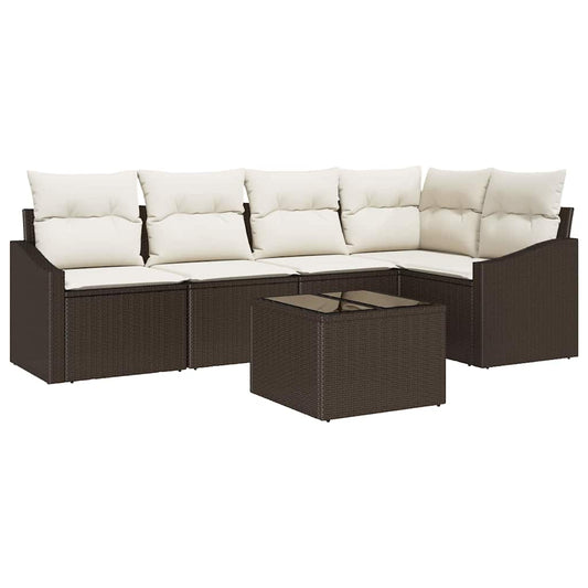Garten-Sofa-Set 6 pcs Braun Poly Rattan