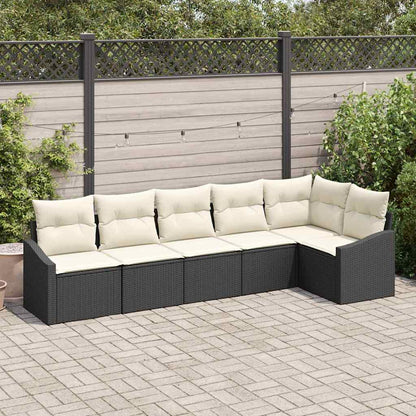 Garten-Sofa-Set 6 pcs Schwarz Poly Rattan