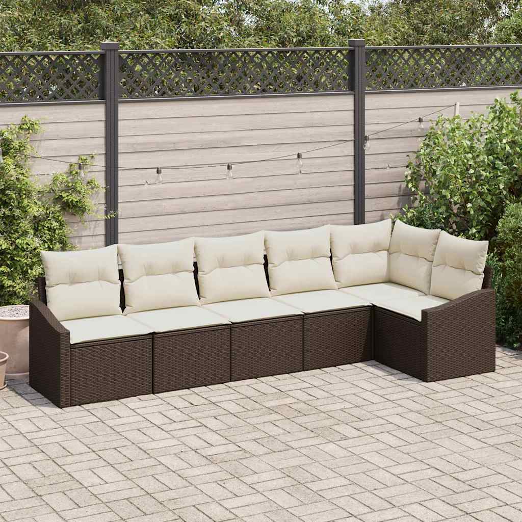 Garten-Sofa-Set 6 pcs Braun Poly Rattan