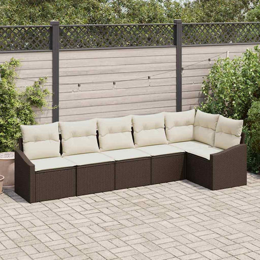 Garten-Sofa-Set 6 pcs Braun Poly Rattan