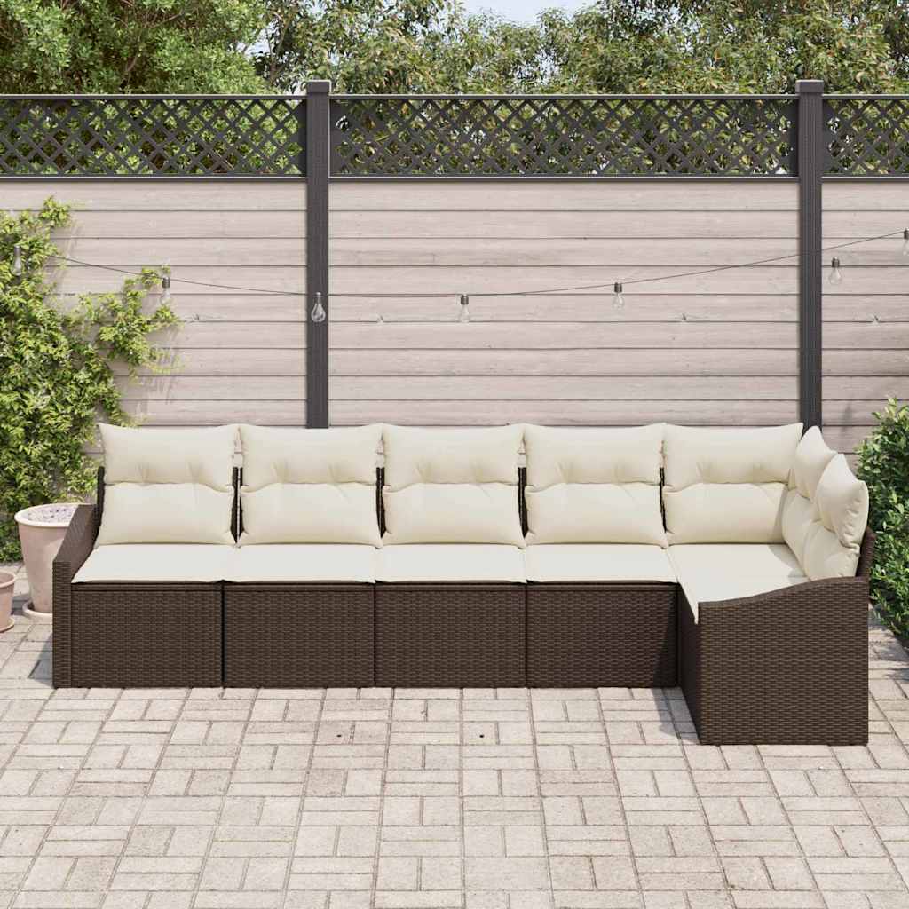 Garten-Sofa-Set 6 pcs Braun Poly Rattan