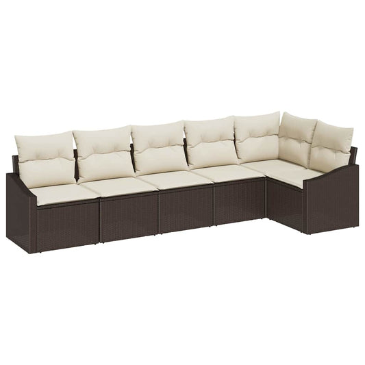Garten-Sofa-Set 6 pcs Braun Poly Rattan