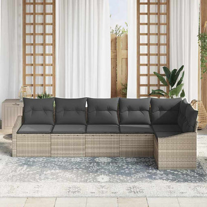 Garten-Sofa-Set 6 pcs Hellgrau Poly Rattan