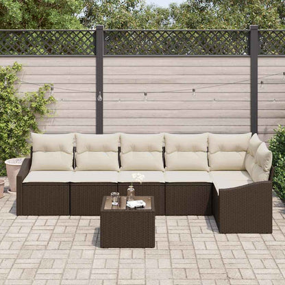 Garten-Sofa-Set 7 pcs Braun Poly Rattan